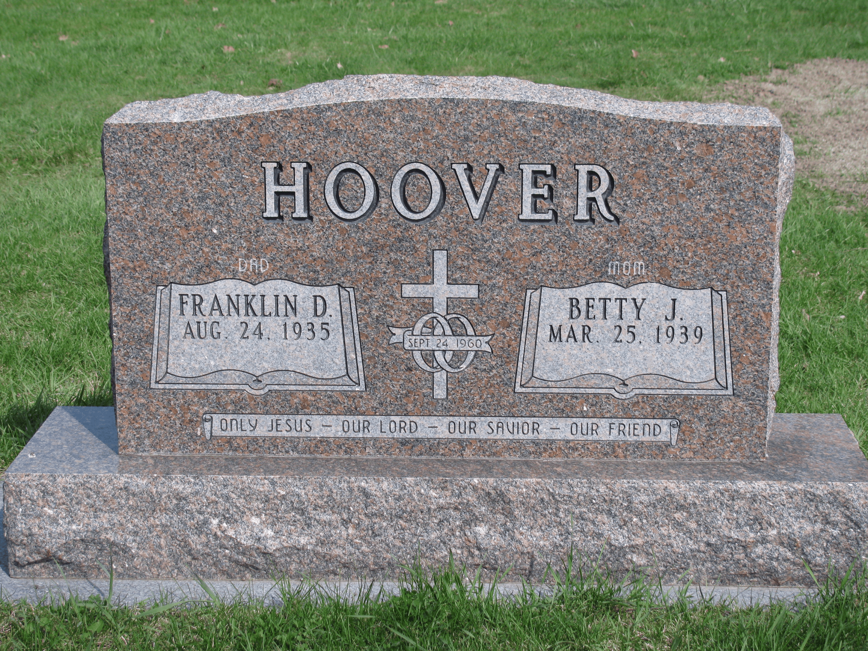 A headstone for franklin and betty hoover